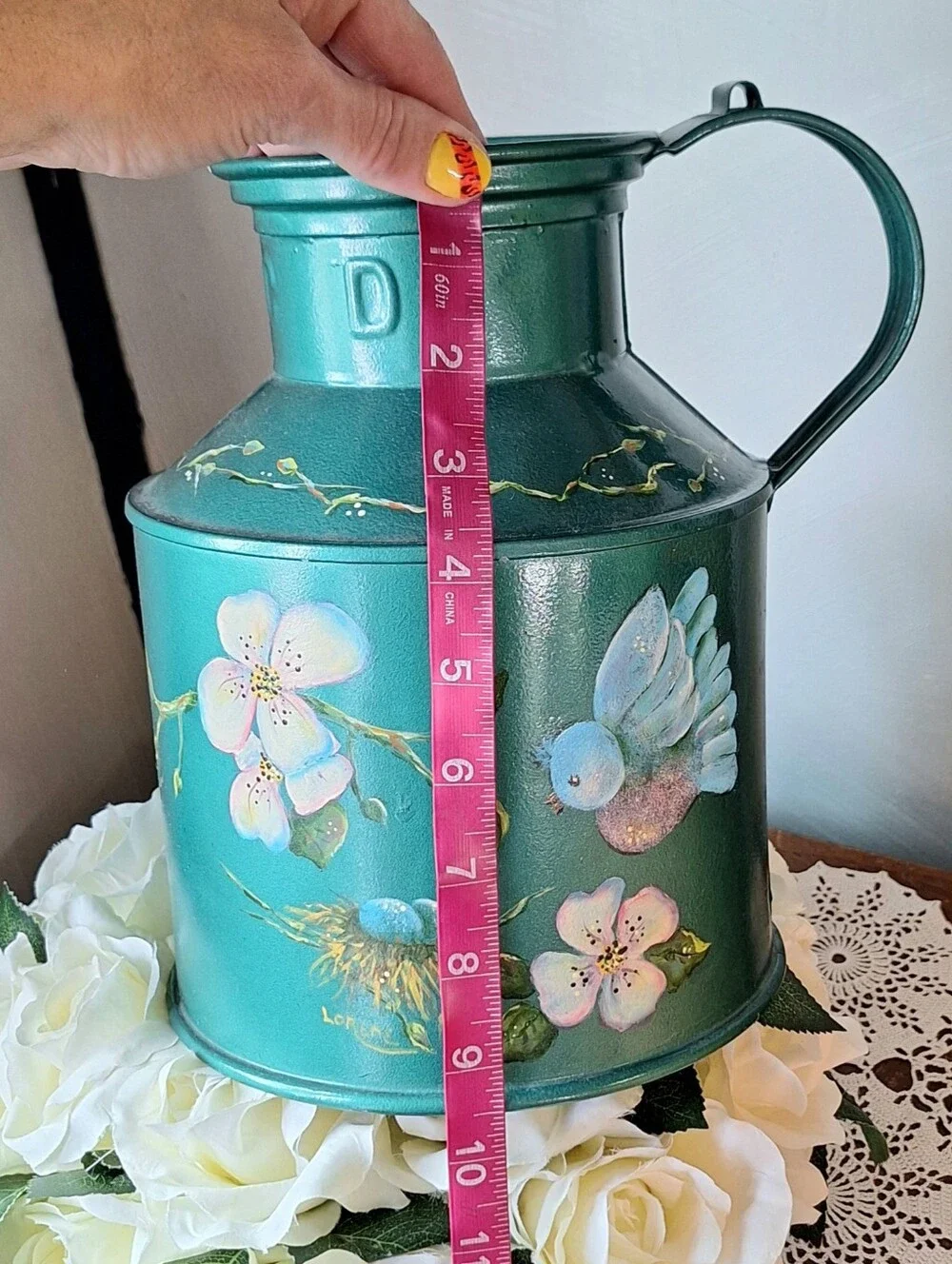 Vintage Hand Painted Bavarian Folk Art Milk Canister By Lorene